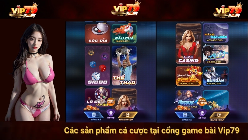 Các sản phẩm cá cược nổi bật tại cổng game bài Vip79