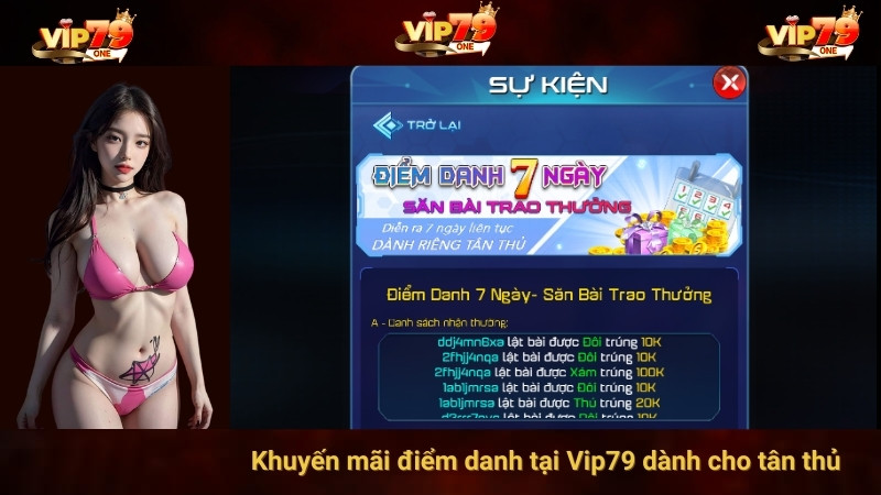 Khuyến mãi điểm danh tại Vip79 dành cho tân thủ 